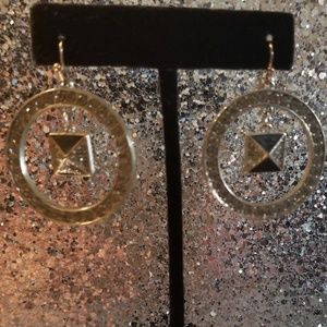 Geometric Black and Gold Dangle Earrings